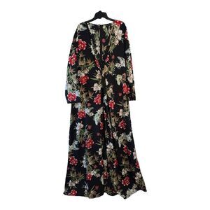 Pretty Little Things Plus Dress Women’s 3X Black Floral Twist Front Maxi Dress